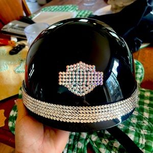 HD Harley Davidson small DOT helmet with Swarovski crystals